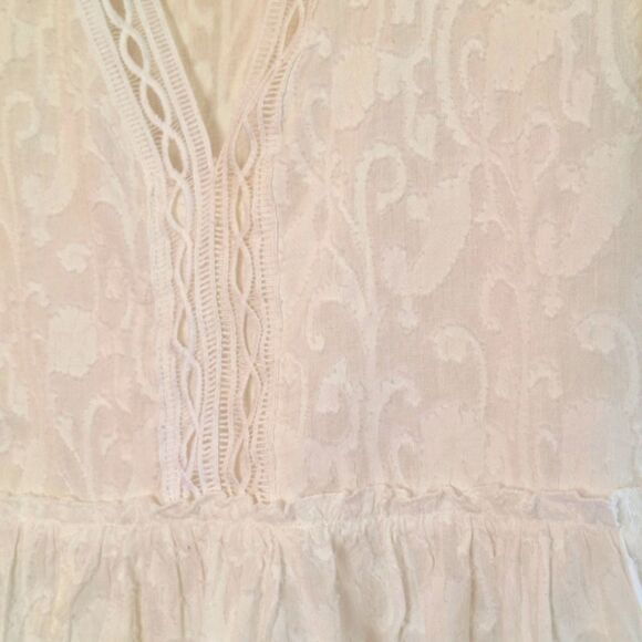 Z&L Europe Boho Tiered Babydoll Dress Oversized S White Cotton Balloon Sleeves - Picture 10 of 16